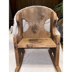 Rustic Wooden Rocking Chair Doll or Pet Accent Decor